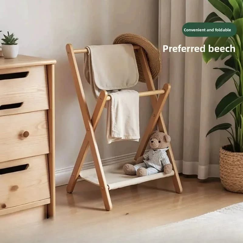 Solid Wood Hangers Wooden Style New Bedroom Clean Clothes Hat Rack Coat Rack, Bedside Clothes Storage Artifact At Night