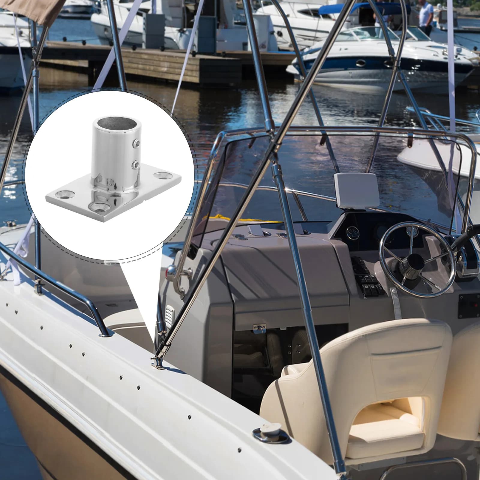 Marine Boat Handrail Base Stainless Steel Deck Mount Bracket Anchor Bracket Sunshade Suitable for Yacht Accessories