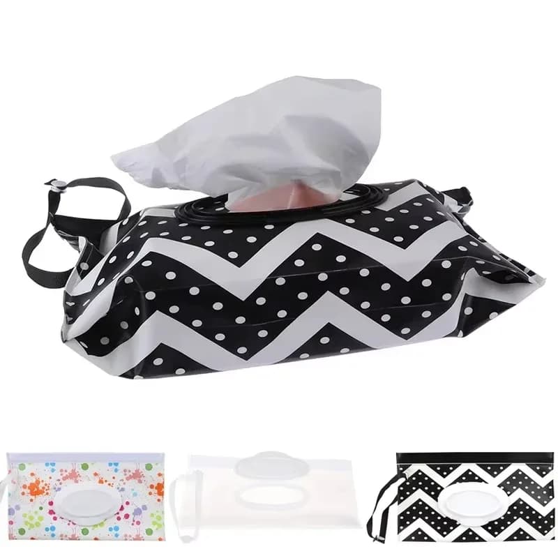 Borsa per salviette umidificate in EVA ricaricabile con cinturino a scatto, scatola per fazzoletti per bambini con coperchio ribaltabile, accessorio leggero per passeggino per viaggi all'aperto H1567