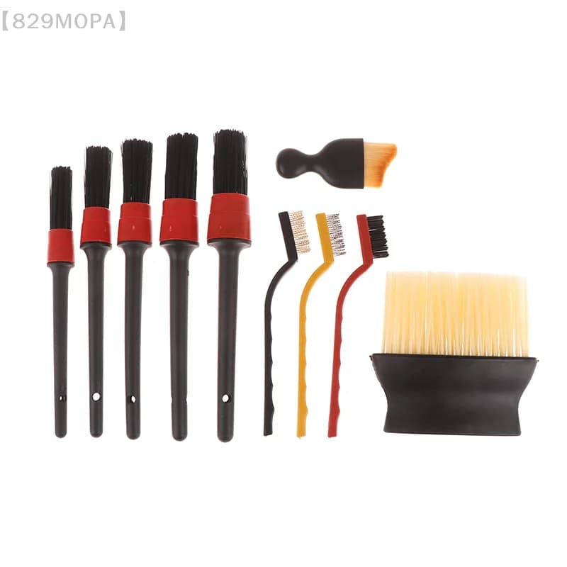 Set di 10 spazzole per la pulizia dell'auto, spazzole per il lavaggio dell'auto, set di spazzole per la pulizia dei sedili dell'auto, kit per la pulizia del motore dell'auto