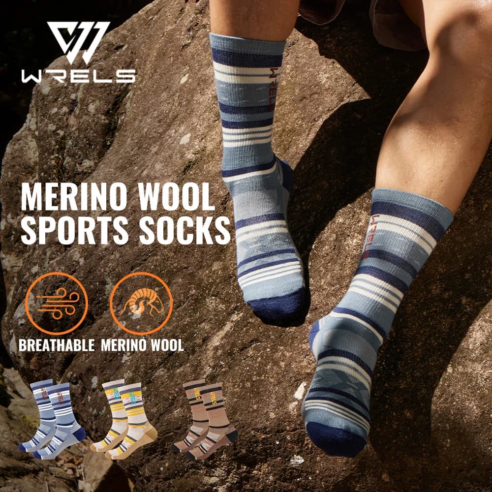 WRELS 1/2/3 paia di calzini di lana merino compressione cuscino spesso caldo camminare traspirante calzini di lana da escursionismo antiscivolo