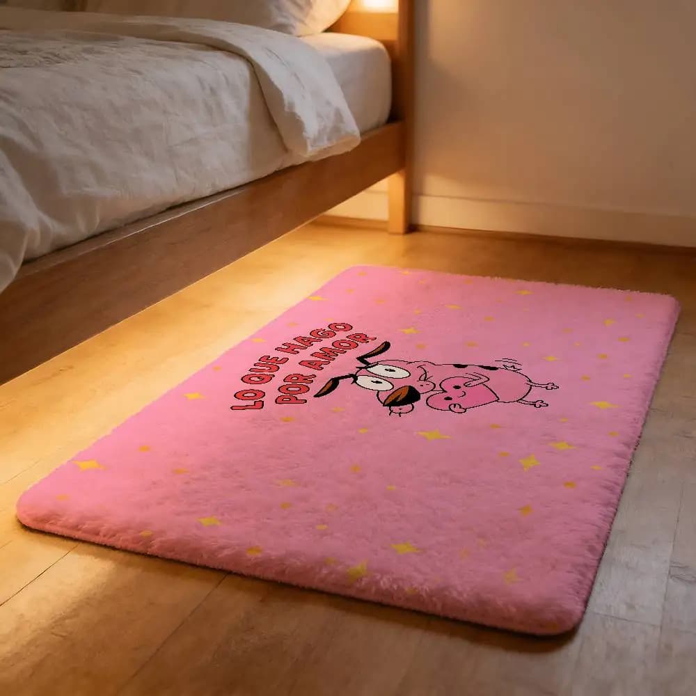 Anime C-Courage The Cowardly Dog Soft Cloud Plush Mat Non-Slip Shed-Free Absorbent Home Rug