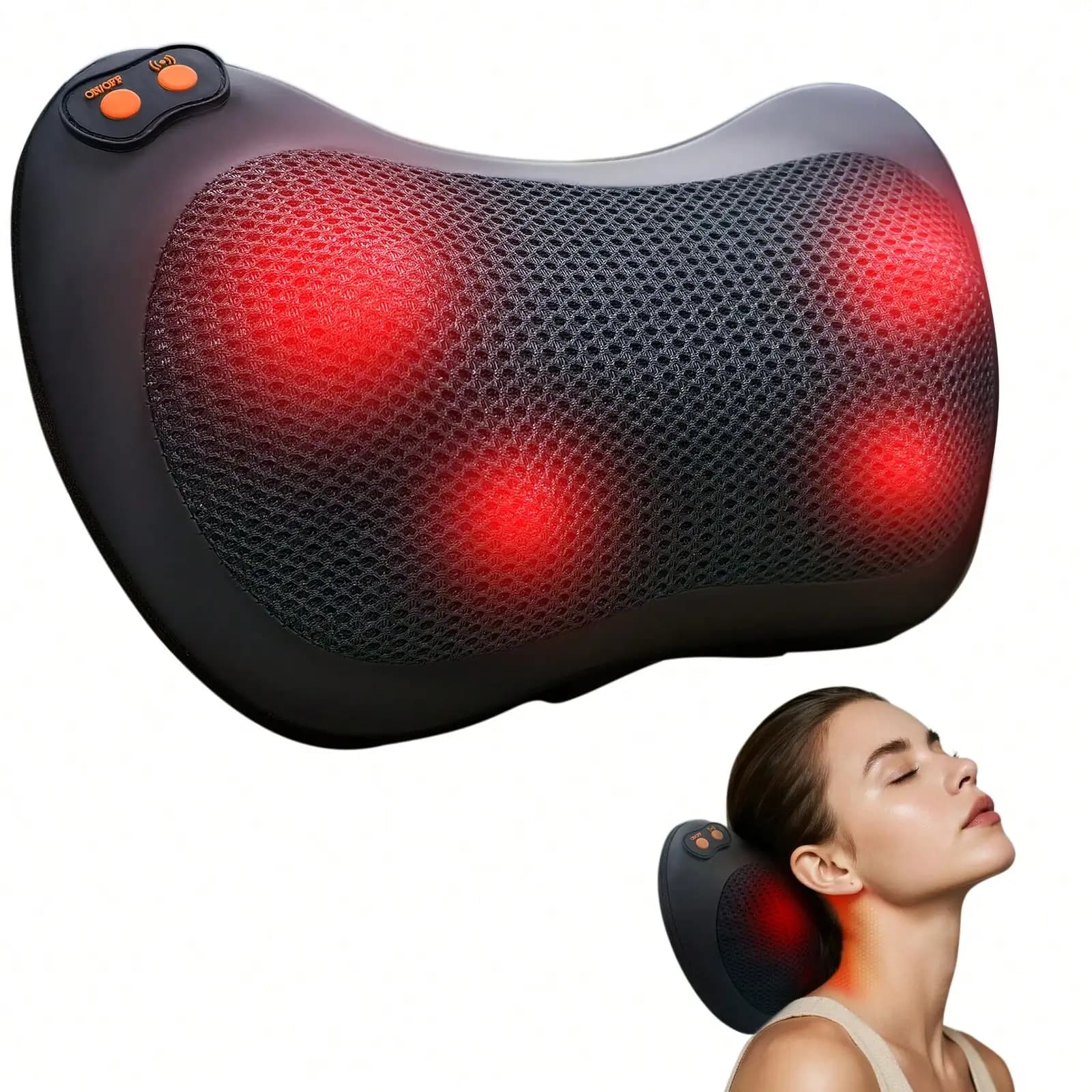 Massaggiatore Shiatsu per schiena e collo 110-127V con calore, impastamento profondo dei tessuti, cuscino massaggiante elettrico per spalle, gambe, piedi, sollievo dal dolore muscolare a casa, in auto, in ufficio