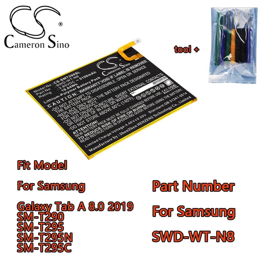 Batteria tablet Cameron Sino 5100mAh per Samsung Galaxy Tab A 8.0 2019 SM-T290 SM-T295 SM-T295N SM-T295C