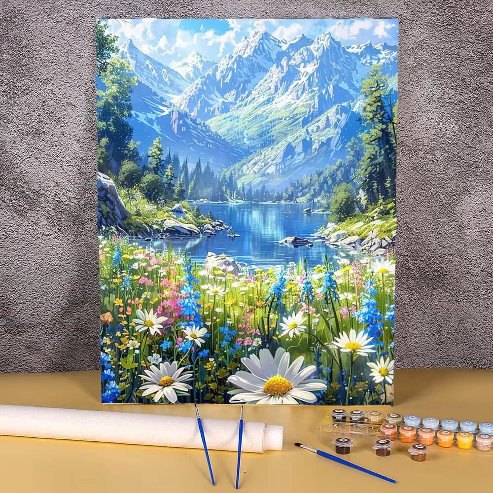 Painting By Numbers Adults Crafts Flowers Mountains Wall Art Picture Easy Number Drawing on Canvas Oil Paint Handicraft Gift
