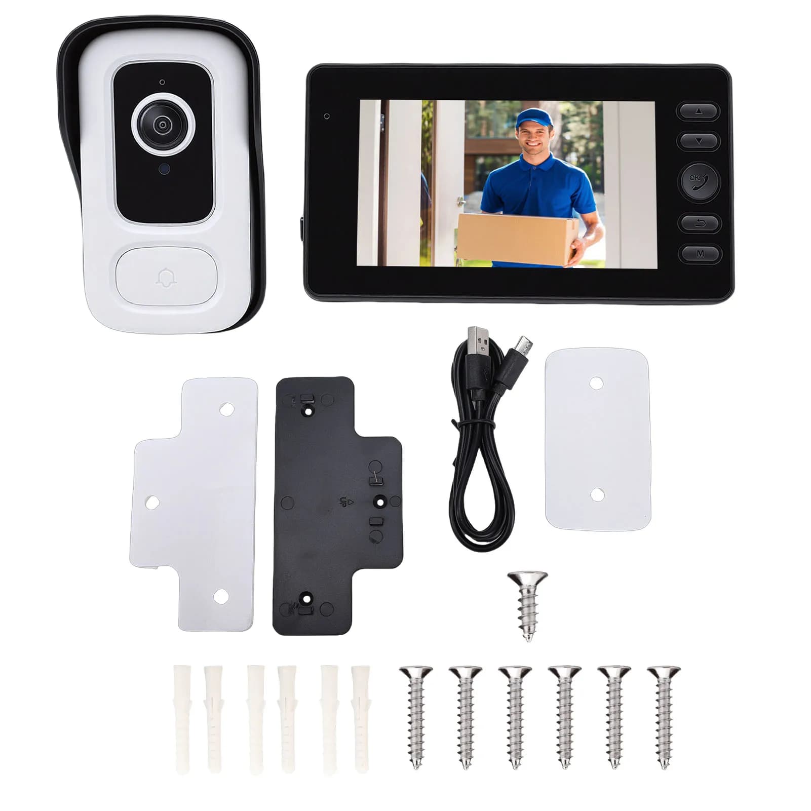 【Nuovo】 Sistema citofonico campanello video wireless con display da 4,3 pollici 1080P 110 ° Campanello video WiFi intelligente con obiettivo grandangolare
