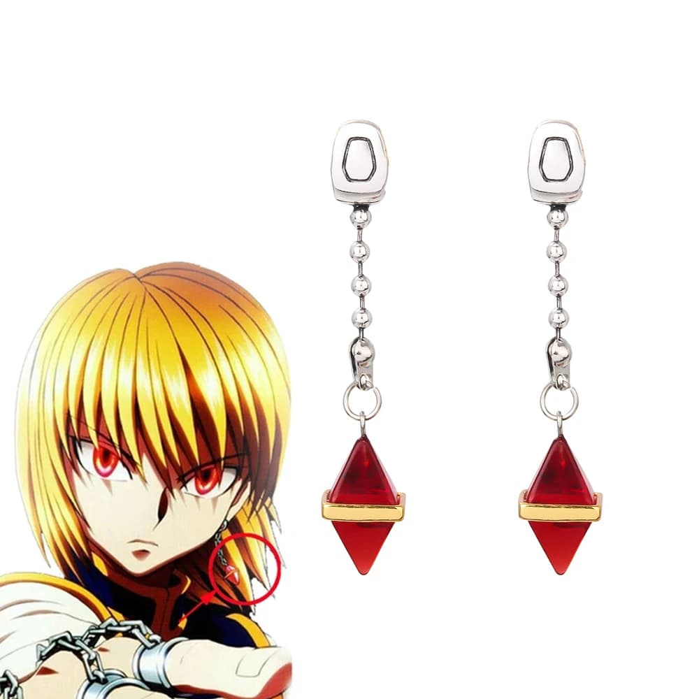 Kurapika Cosplay Clip per orecchio senza piercing Eardrop Anime Hunter x Hunter Orecchini pendenti per donna Uomo Gioielli regalo