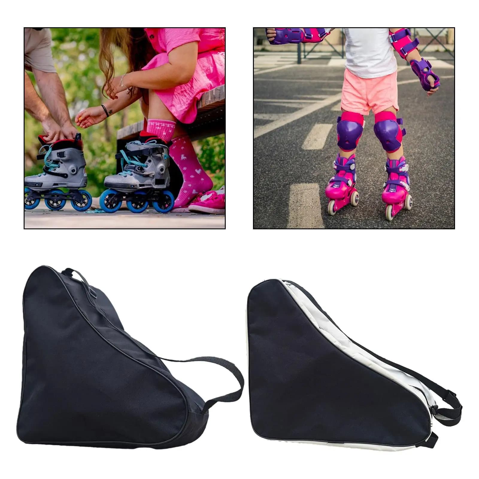 Borsa per Pattini a Rotelle in Tessuto Oxford, Ampio Scomparto per Pattinaggio Artistico e Hockey