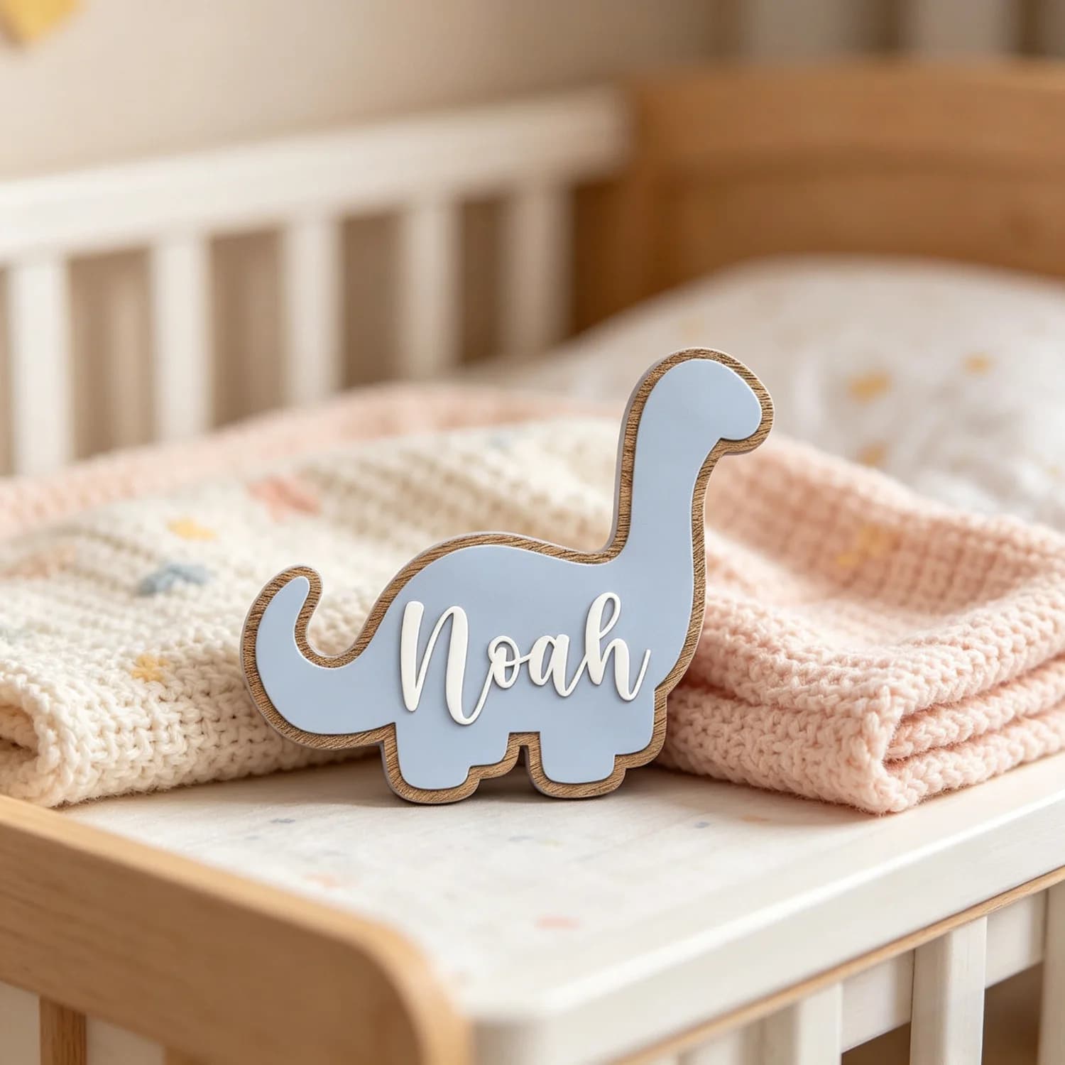 1pc Multi-layer Dinosaur Customized Surname Brand, Wooden Souvenir, Home Decoration, Children's Room Wall Decoration,