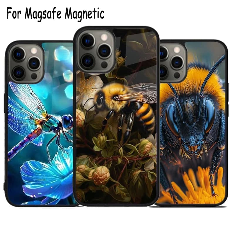 Cover Magnetica Magsafe per iPhone con Insetto con Ali e Ricarica Wireless, Compatibile con iPhone 17 Air 15 16 16e 14 13 11 12 Pro Max Plus