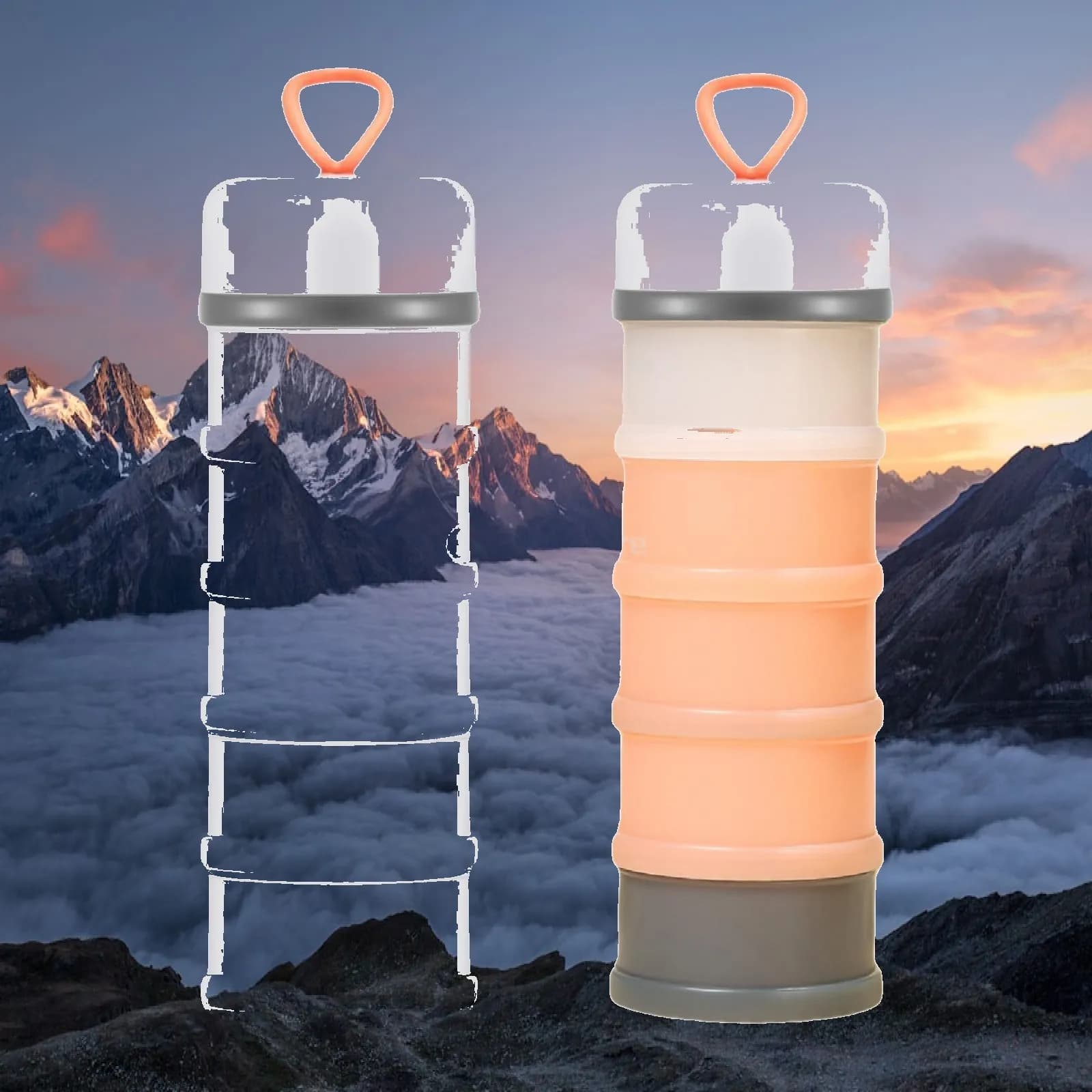2 Protein Powder Containers, Protein Powder Dispensers, Multifunctional, on-the-Go, Stackable, And with Storage.
