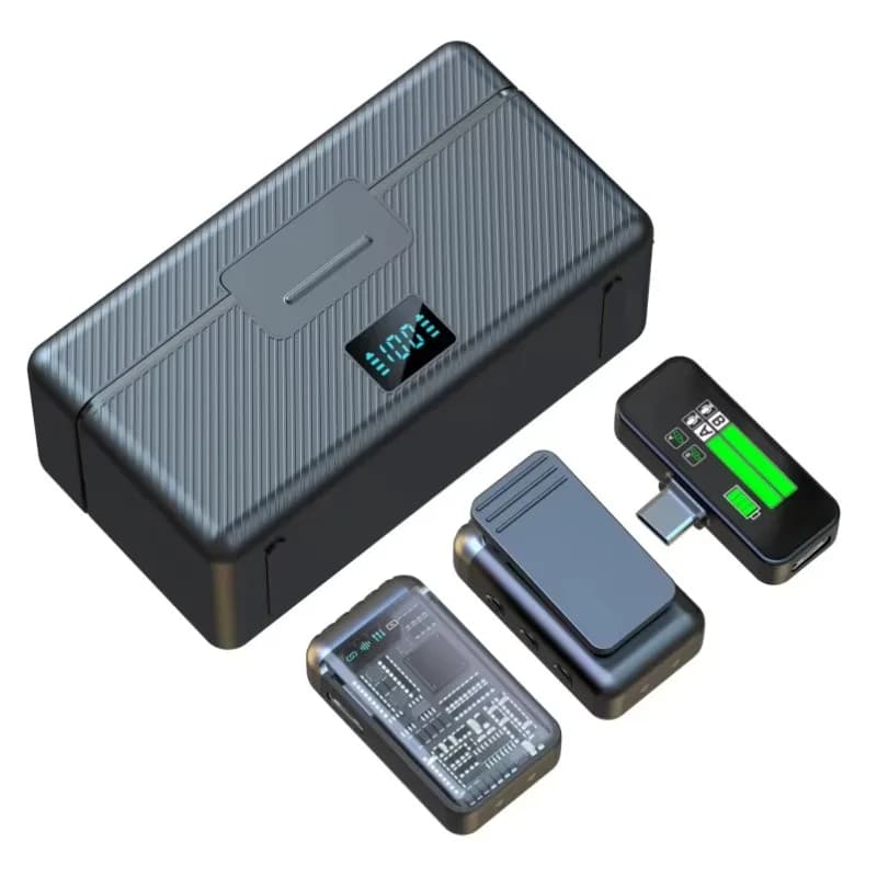 Microfono Lavalier Wireless USB con Display Intelligente e Custodia di Ricarica, Plug and Play, Riduzione del Rumore per Vlog e Registrazioni di Interviste