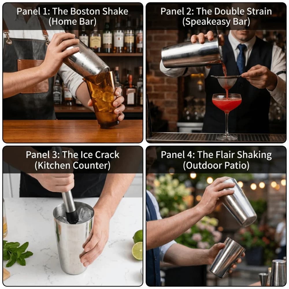 Bicchiere per Miscelazione Rapida in Acciaio 304, Tazza Portatile Resistente per Frullati, Shaker per Cocktail Antigoccia per Uso Quotidiano
