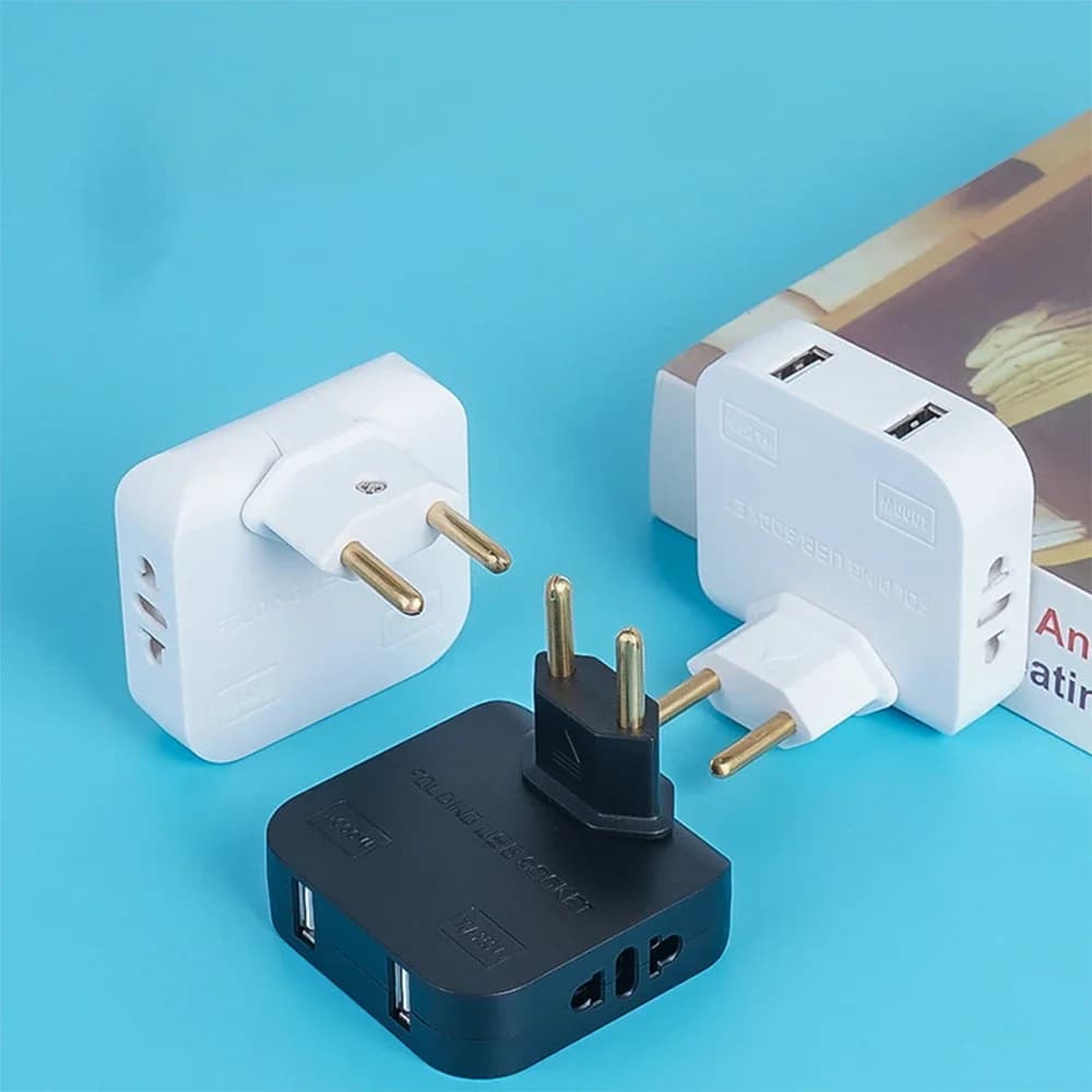 AC sockets with EU plug Converters from USB to EU socket 4 in 1 180 degree slides with 2 USB ports