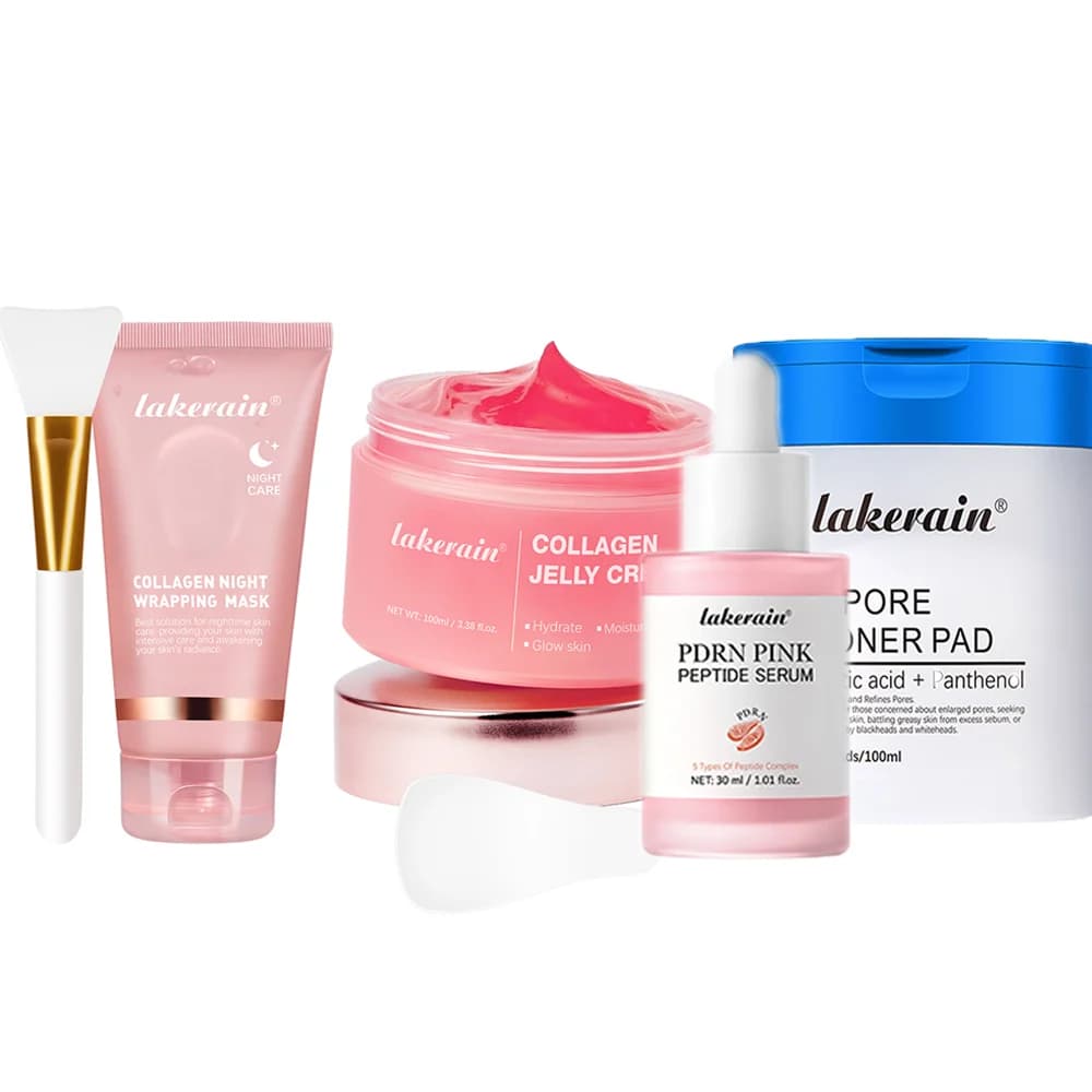 5 pcs Hydrating Hydrating Skin Care Skin Care Collagen Gelatin Cream Peel-Off Mask For Face Salmon Collagen Toner Skincars Kit