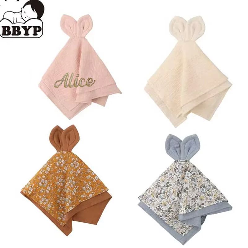 Bavaglini per bambini in garza Kawaii Bunny Lenire Placare Asciugamano Panno per ruttini Placare la bambola per bambini Neonati Ciuccio Panno per bambini Panno per coccole