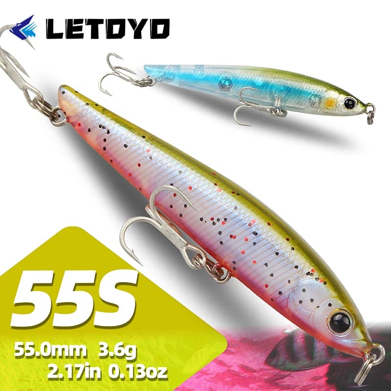LETOYO Sinking Pencil Fishing Lure Stickbait 55mm 3.6g Mini Pencil Hard Baits Freshwater Fake Bait For Trout Pike Perch