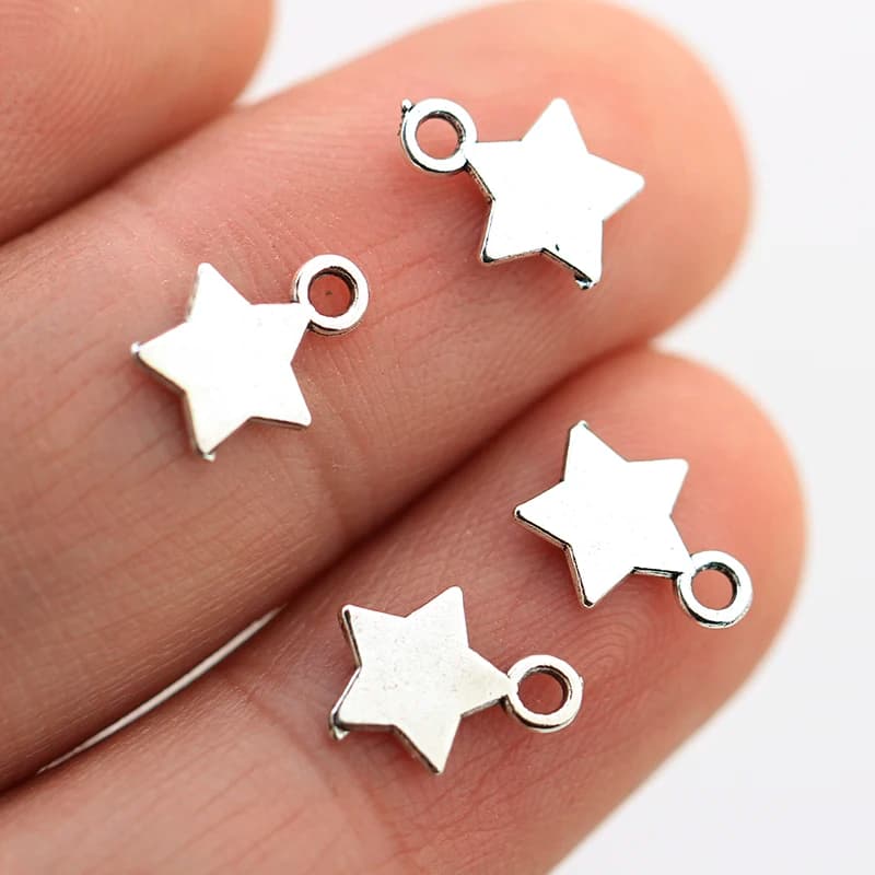 130 pezzi 10X8mm ciondoli color argento tibetano antico braccialetto fai da te collana pendente accessori stella