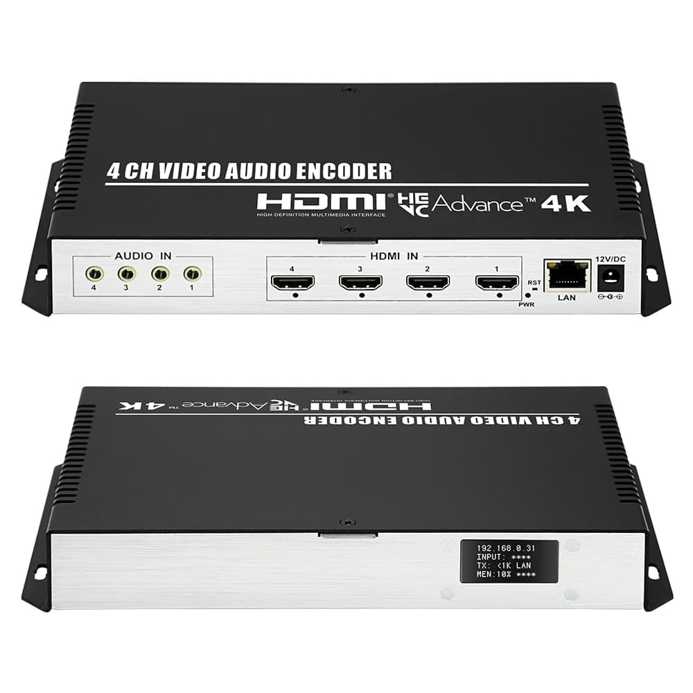 Encoder streaming HDMI a IP 4 canali 4K H.265 H.264 Encoder video HDMI IPTV con UDP HLS RTMP RTSP RTMPS SRT