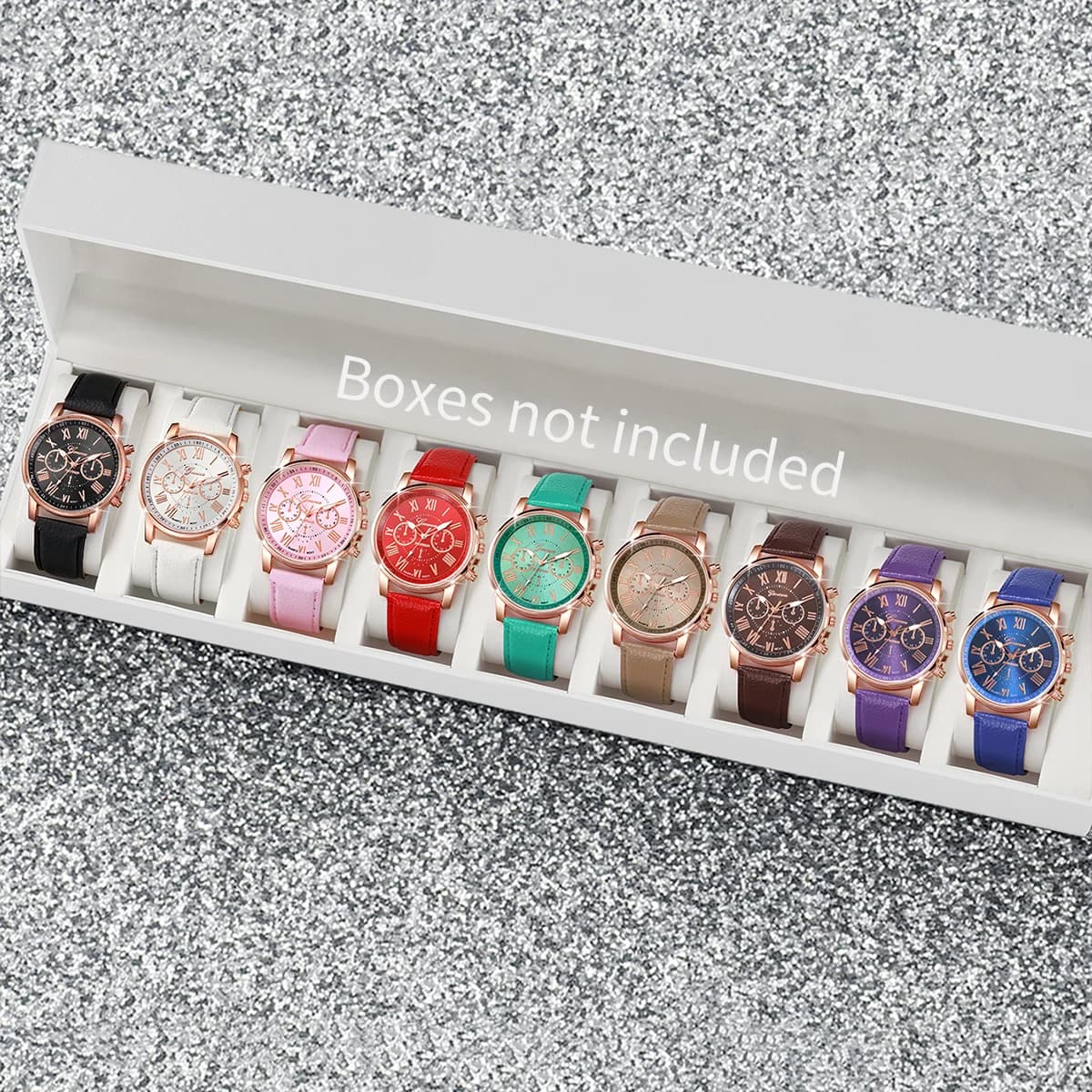 9 pieces/set women's watch fashion dial Rome quartz watch women's watch strap casual leather wristwatch Relogio Feminino (without box)