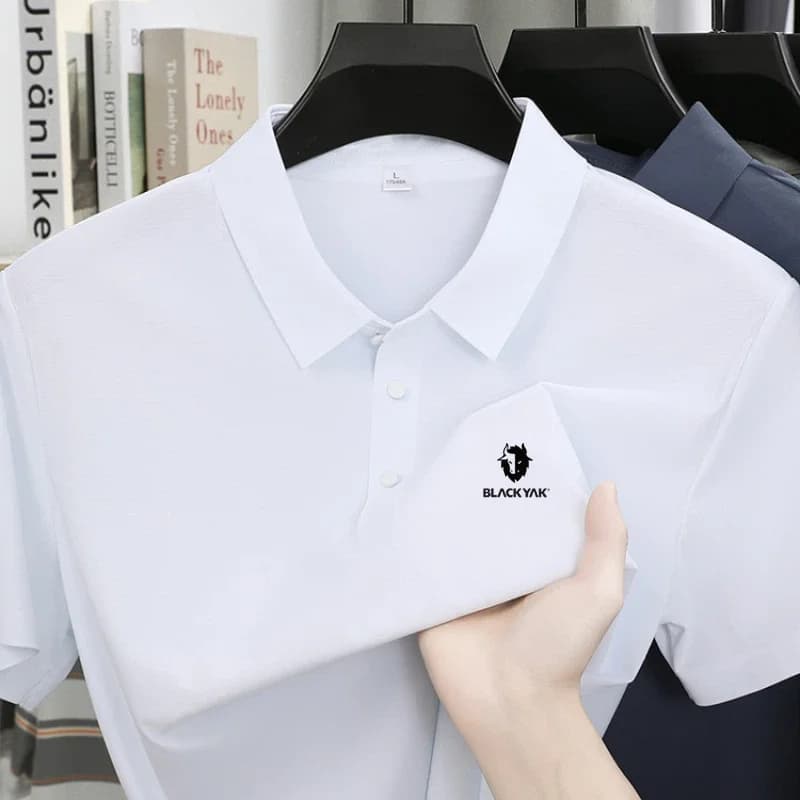 High end sports polo shirt short sleeved men's fashionable printed top summer new ice silk comfortable breathable casual T-shirt