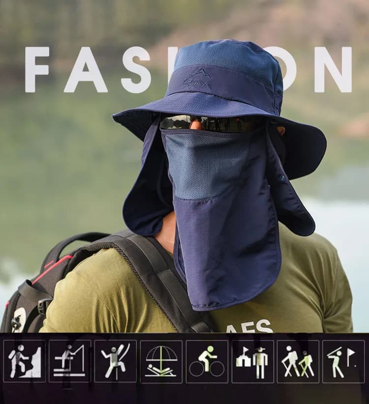 Cappelli Estivi da Sole con Protezione UV per Caccia e Pesca, Cappello da Pescatore Rimovibile per Uomo e Donna, Ideale per Escursionismo e Campeggio