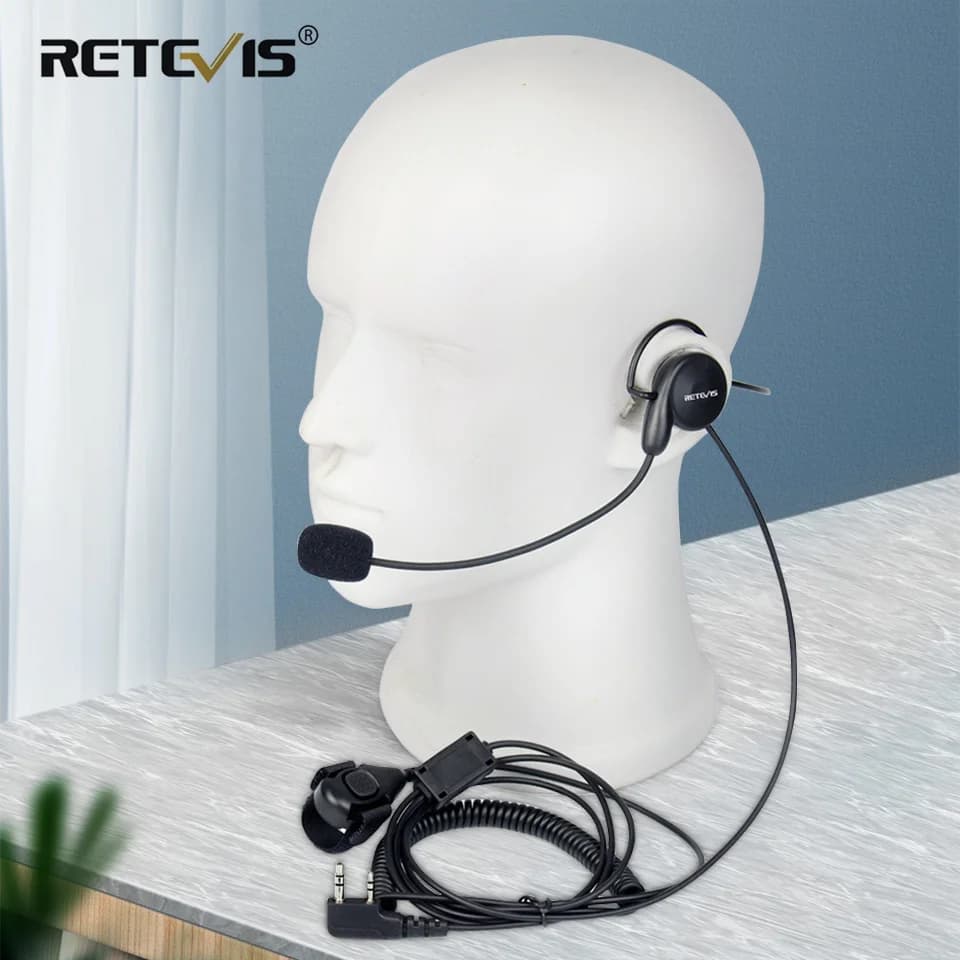 Retevis EHK002 H777 Walkie Talkie Auricolare 2Pin Microfono morbido Dietro la testa Auricolare Dito PTT Radio per BAOFENG UV-5R Quansheng