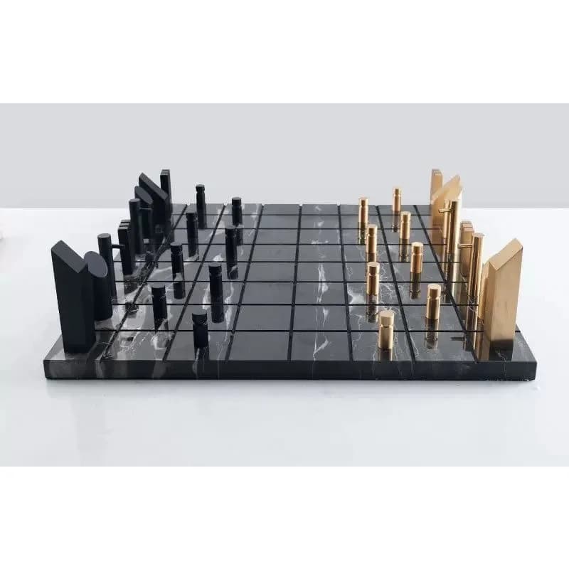 Light Luxury Metal Marble Chess Set Minimalist International Chess Ornament Hotel Bedroom Desktop Decoration