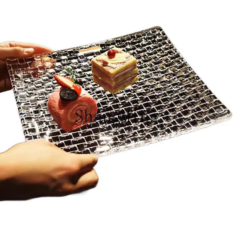 Vassoio quadrato in vetro cristallo DSA per frutta, dolci, dessert, vassoio decorativo in vetro per frutta secca