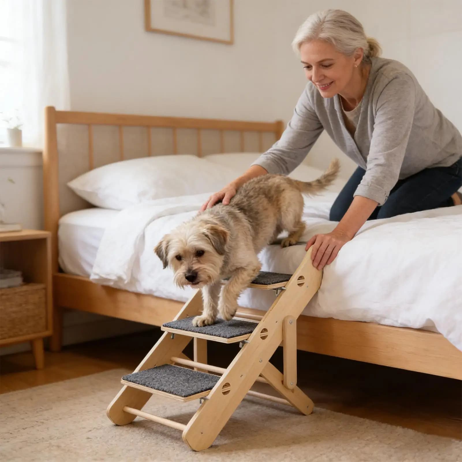 Scaletta Pieghevole a 3 Gradini per Cani, per Salire a Casa, in Soggiorno, Accanto al Letto, in Camera da Letto, sul Divano o sullo Sgabello