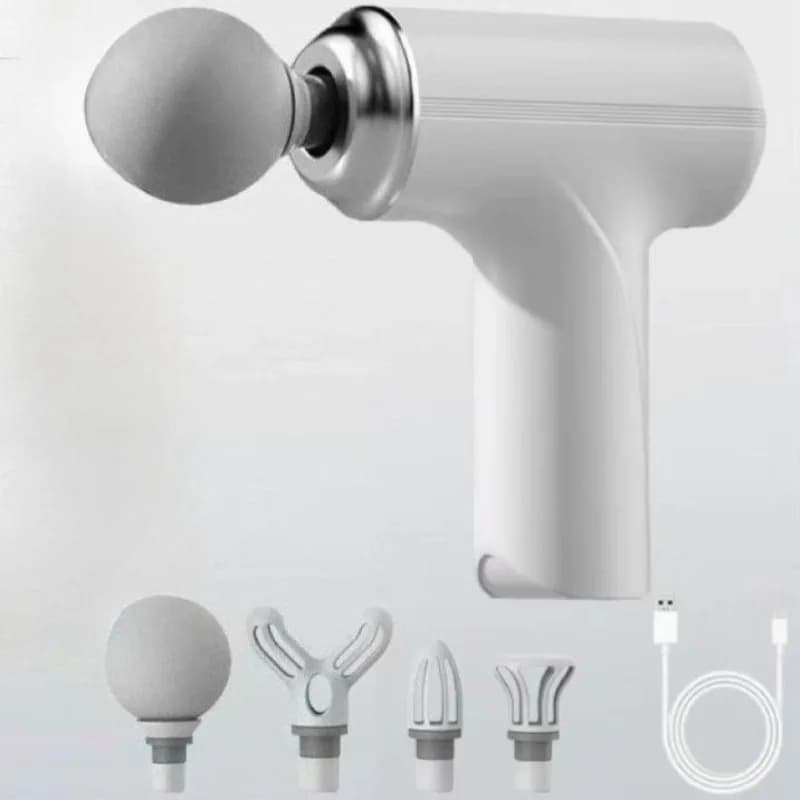 Pistola per massaggio elettrica portatile con 4 teste intercambiabili e luce a LED per pistola per massaggio elettrico per il rilassamento completo del corpo