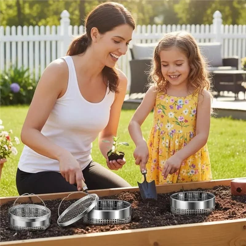 [A93Z!】 2Pack Worm Composter Worm Bin Stainless Steel Inground Compost Bin