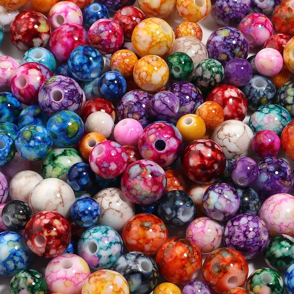 50/100pcs 8/10/12mm Color Flower Cracked Beads Acrylic Loose Spacer Beads for Jewelry Making DIY Bracelets Necklace Accessories