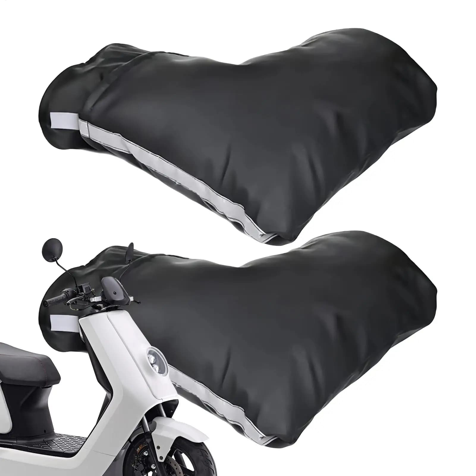Guanti da manubrio per moto, coperture per le mani da equitazione calde e resistenti al freddo, coperture per manubrio in pelle e pile ispessita per l'inverno