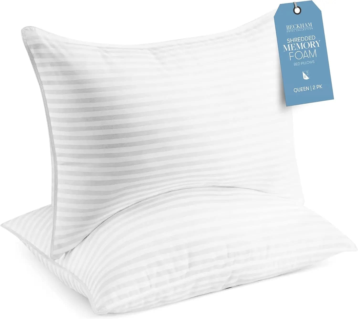 Cuscino in Memory Foam Sfilacciato, Confezione da 2, Misura Queen | Cuscini Regolabili Rinfrescanti per Chi Dorme su un Fianco, sulla Schiena e sullo Stomaco