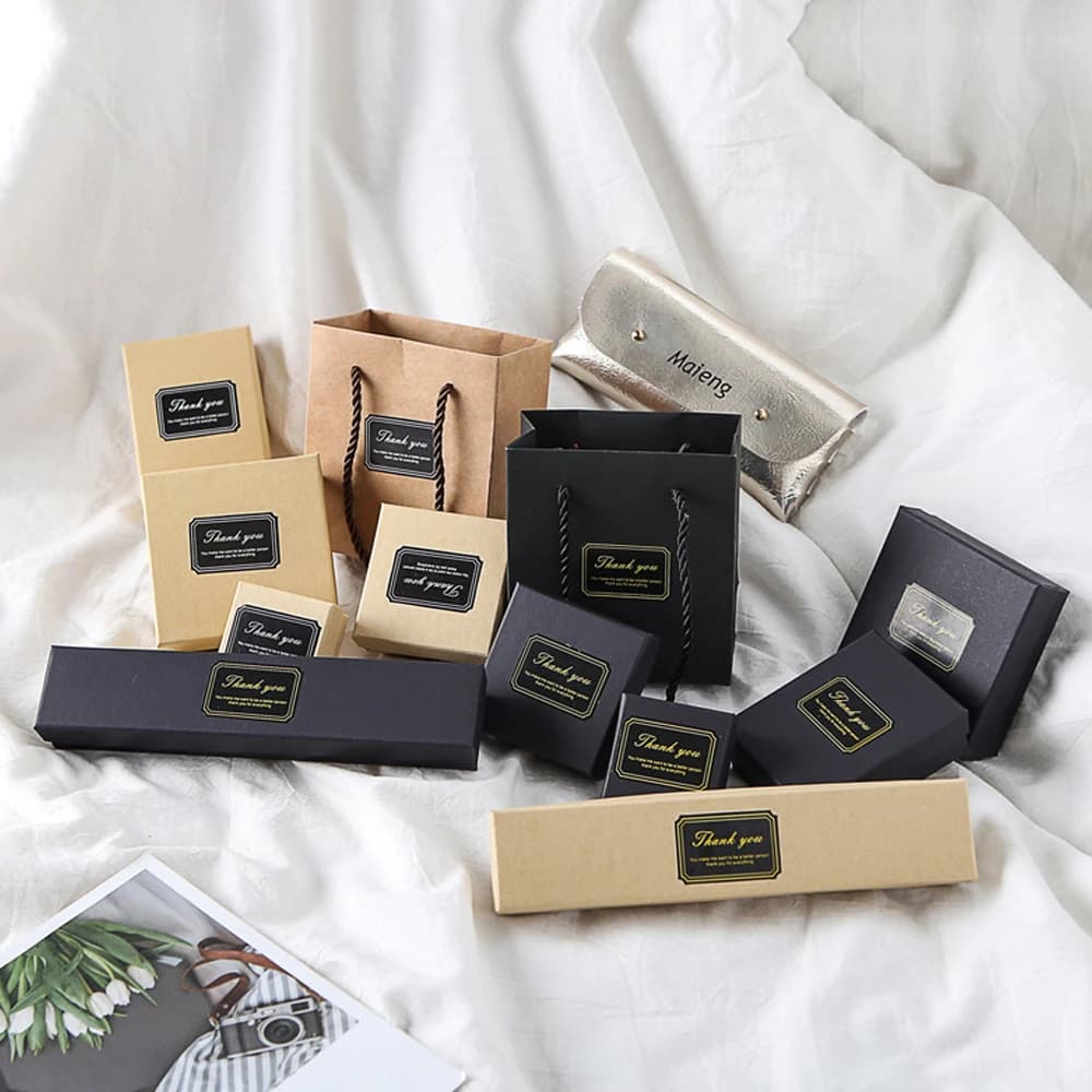 10Pcs Trial Jewelry Bag with Kraft Paper Necklaces Rings Earrings Bracelets Jewelry Boxes For Valentine Gifts and Wedding Case