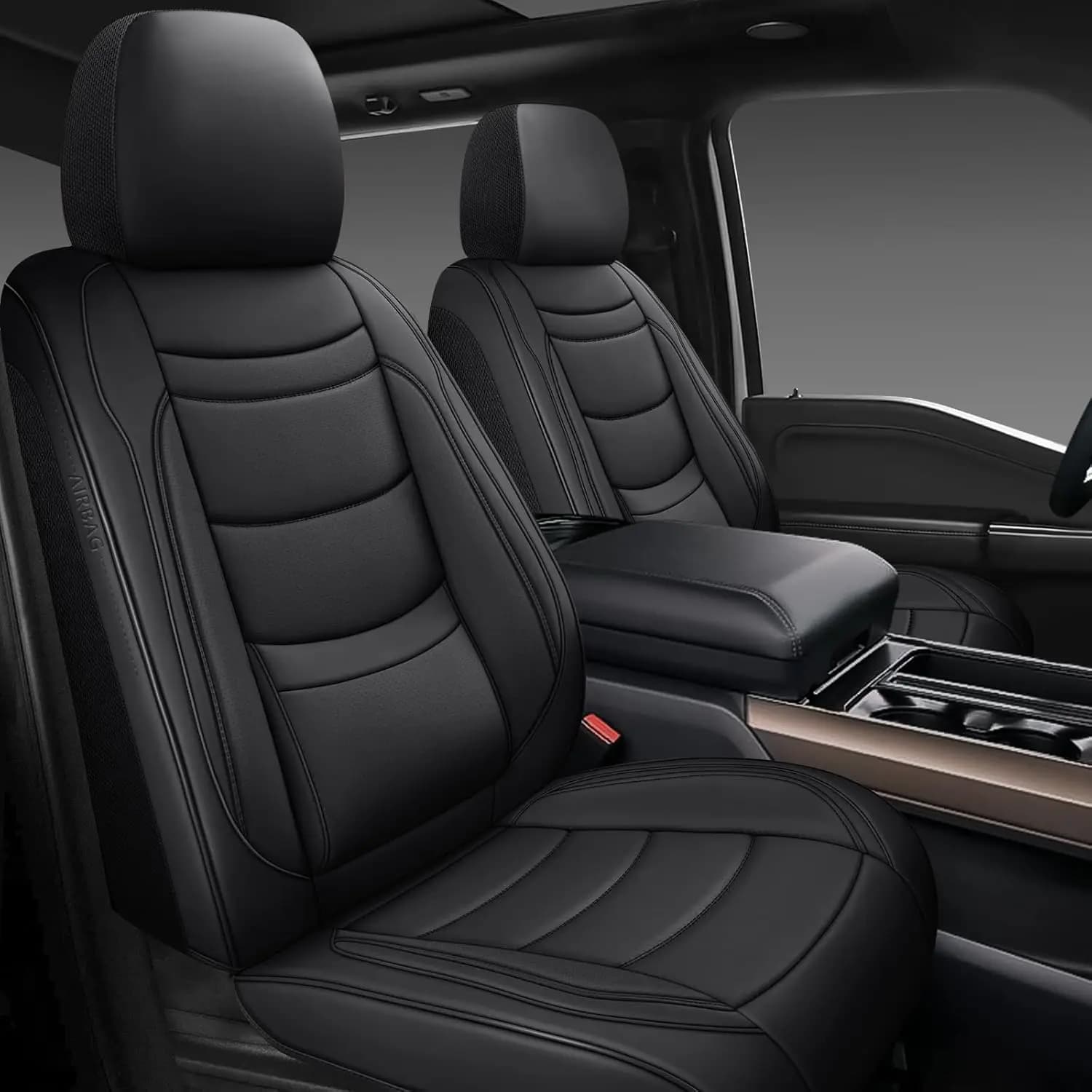 Coprisedili Universali in Pelle per Auto, Set Completo, Impermeabili, Lussuosi, Adatti per la Maggior Parte di Auto e SUV, Neri
