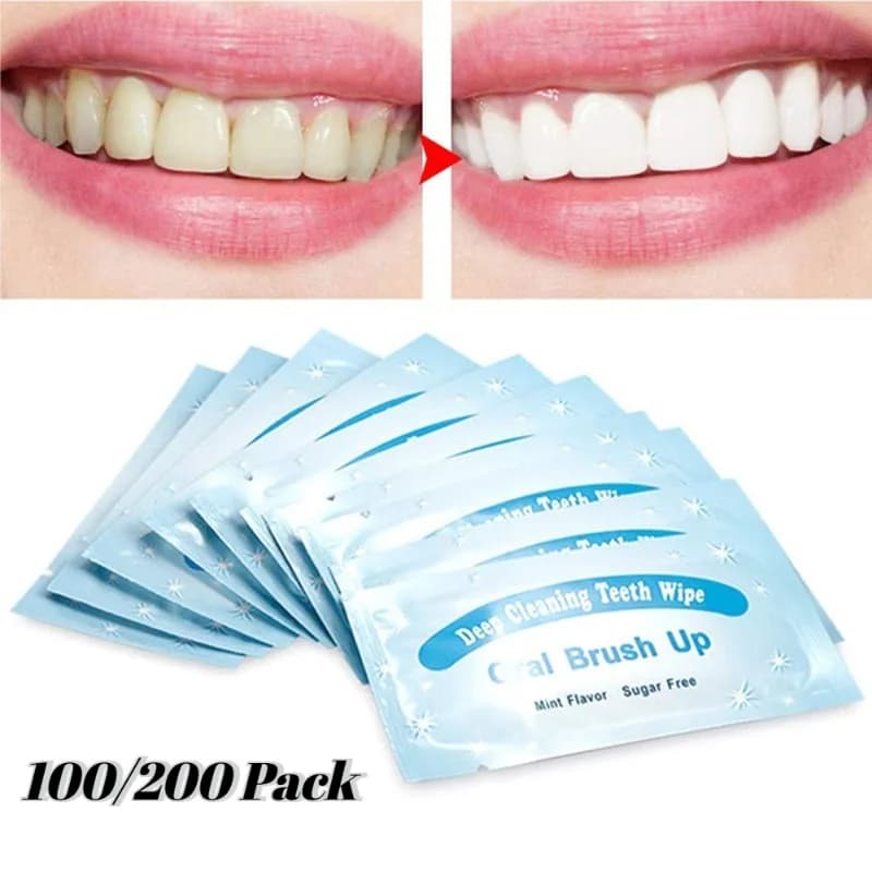 100/200 mint teeth whitening fingers wipes for deep cleansing - Oral hygiene sausages for fresh breath