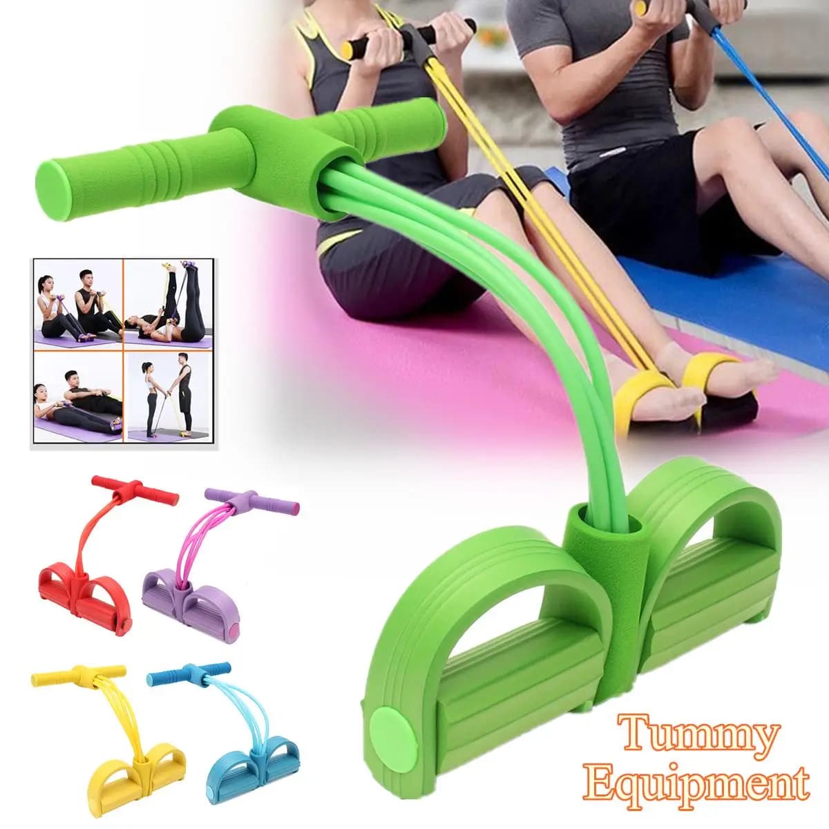 4/6 level resistance band tensioner with anti-slip handles - Home fitness equipment for abdominal muscle training Abdominal Yoga