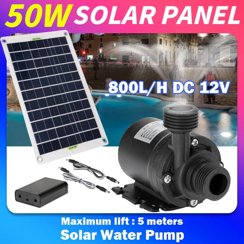 50W 12V Pompa Brushless A Basso Rumore Cascata All'aperto Fontana Giardino Piscina Stagno Bagno di Uccelli Prato Pannello Solare Alimentato Kit Pompa Acqua