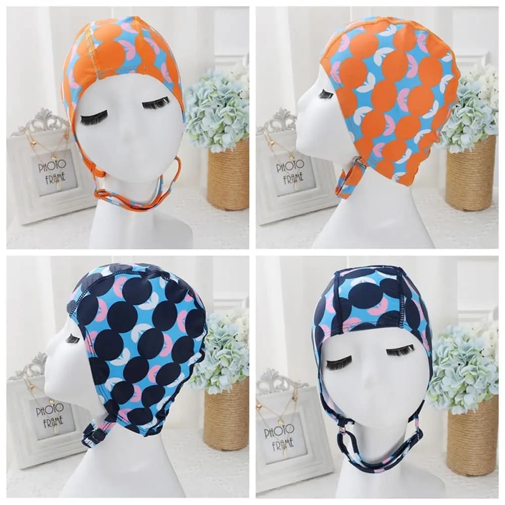 Protect your ears swim cap woman swim hats women adjustable fabric size free turban sport swimming headphones