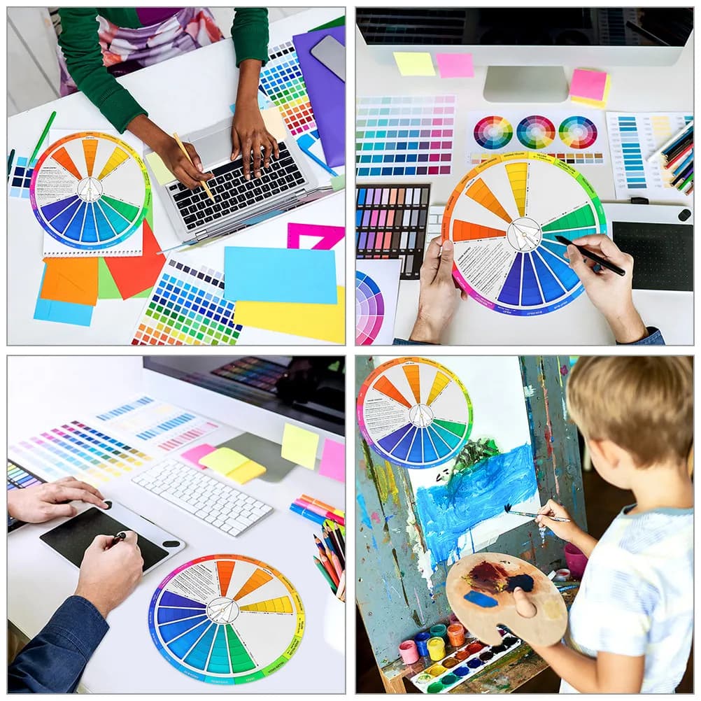2 Pezzi Ruota Cromatica Creativa a Colori Sfumati, Strumento Didattico per Pittura, Disegno, Design, Nail Art, Cartella Colori Standard di Precisione, Ausilio Didattico