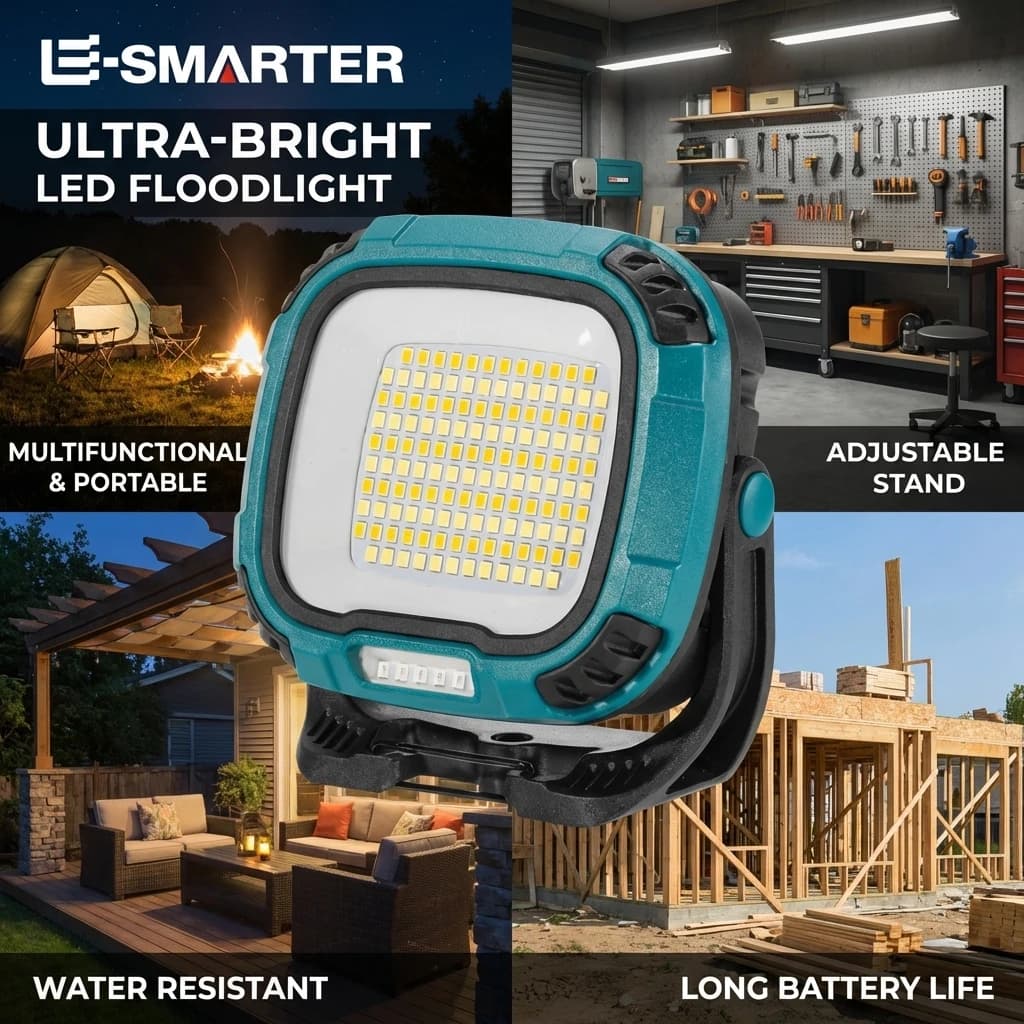 Torcia portatile COB per esterni, luce potente, ricaricabile USB, power bank, per campeggio, pesca, emergenze, lavoro, con gancio