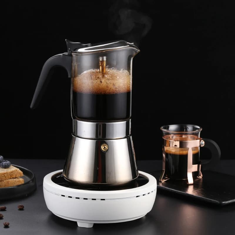 Caffettiera moka italiana Caffettiera portatile in vetro borosilicato concentrato per uso domestico in acciaio inossidabile