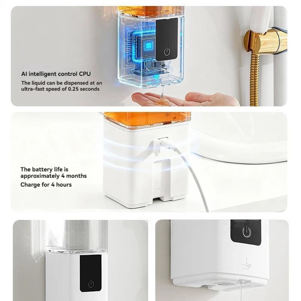 useful Soap Dispenser Automatic Soap Dispenser Wall Mount Rechargeable Foaming Soap Pump for Bathroom Kitchen