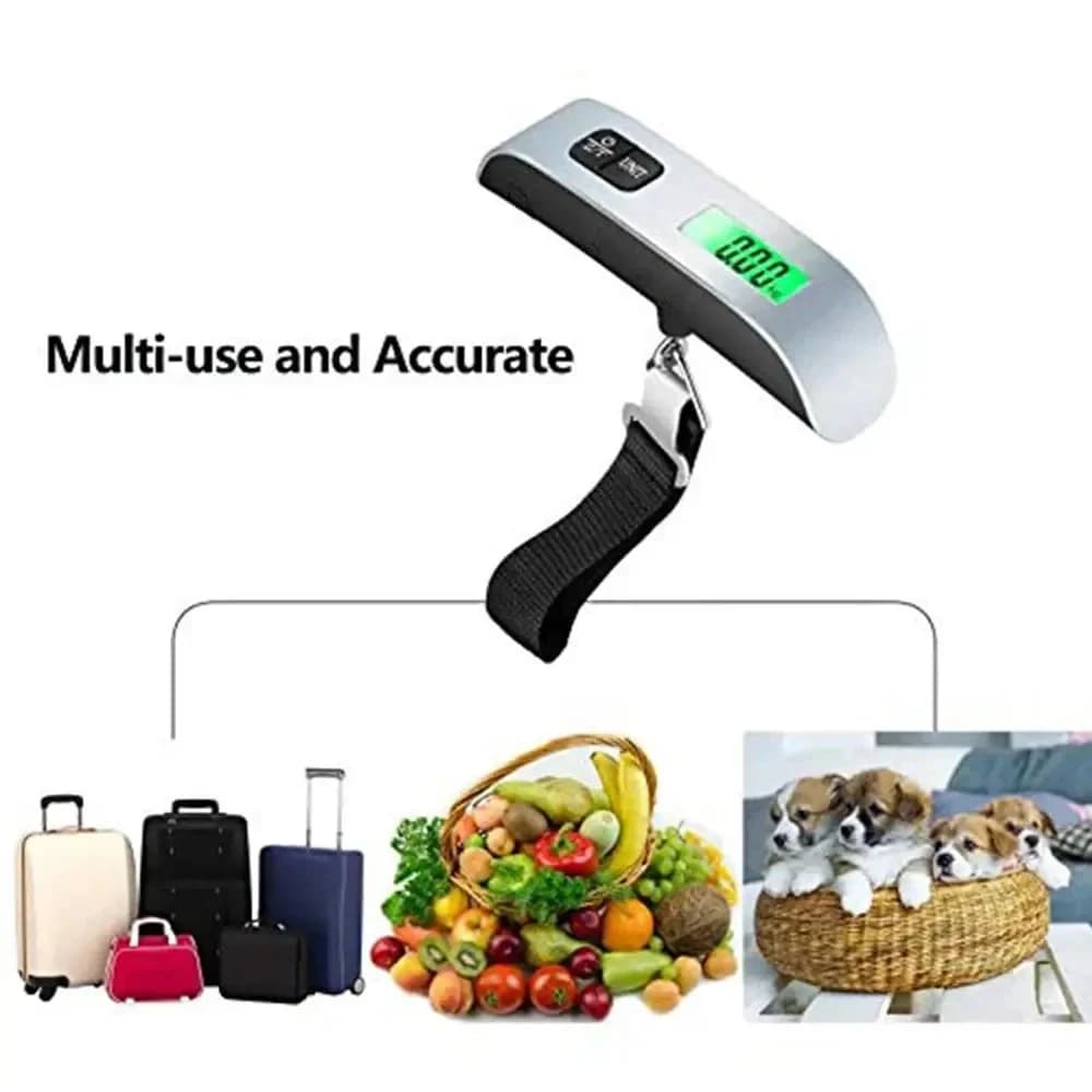 Bilancia Digitale Portatile con Display LCD, 50kg/110lb, Bilancia Elettronica per Bagagli da Viaggio