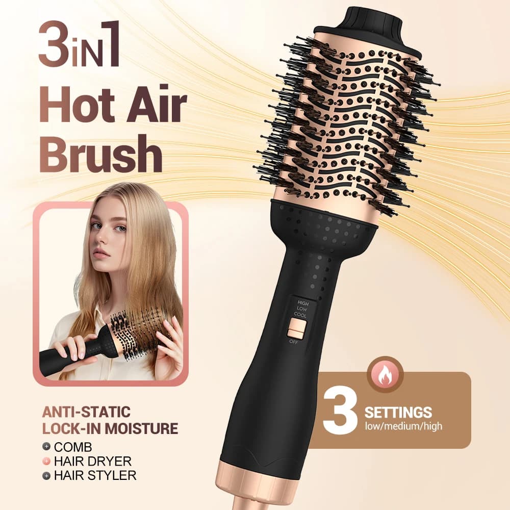 Professional Hot Air Brush for Hair: Hair curling, Plate and Electric Comb Heated Anti-Cutting