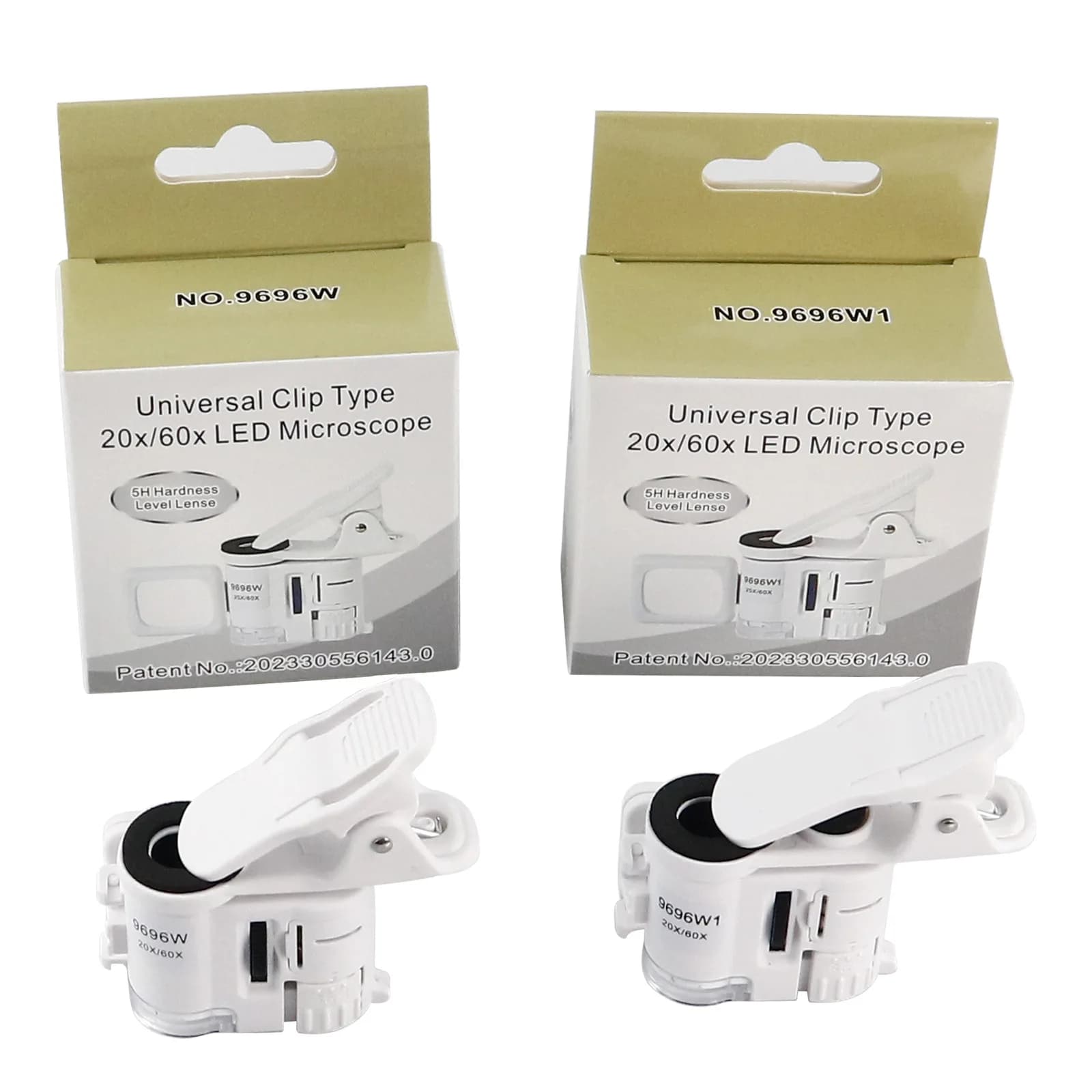 Microscopio portatile con morsetto universale 20X 60X con luce a LED per verifica contanti, identificazione gioielli e lente d'ingrandimento