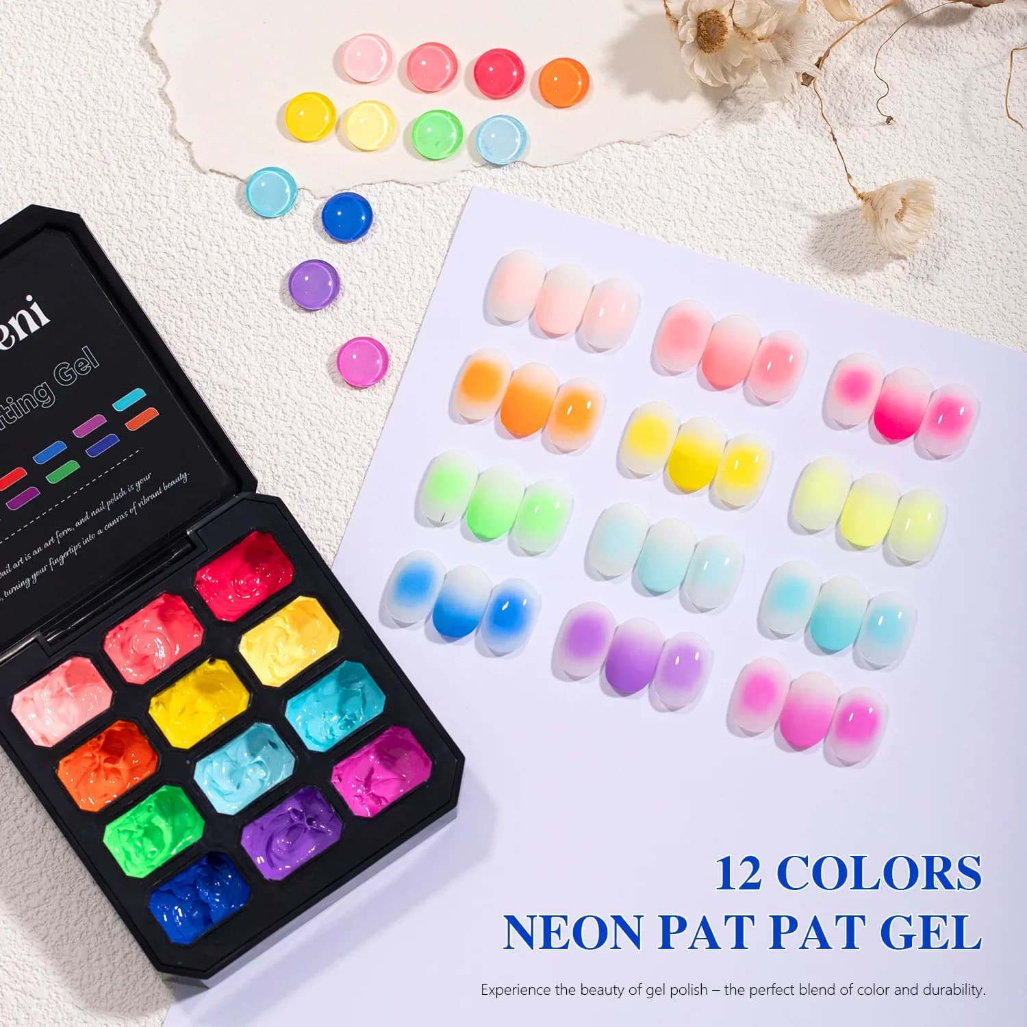12 griglie Neon Gradient Nail Pat Gel Palette Patting Pittura Stamping Rubing Blush Gel Smalto per unghie Soak Off UV LED Gel Vernice