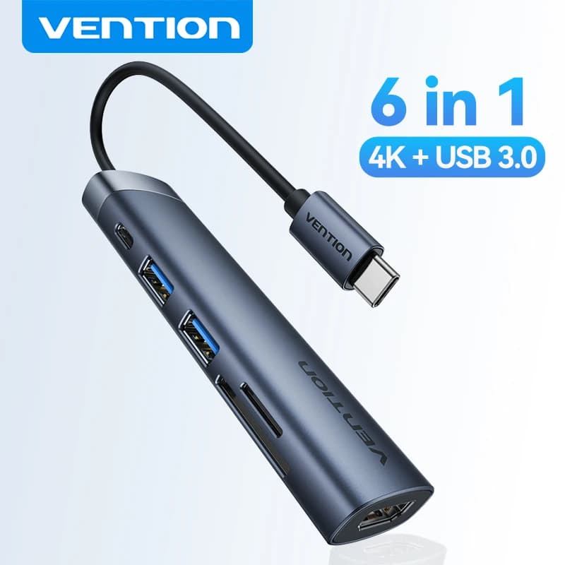 Vention USB C HDMI HUB 4K @ 30Hz Adattatore USB 3.0 PD 100W Hub Lettore di schede SD TF Splitter per MacBook iPad Pro Samsung Dell Laptop